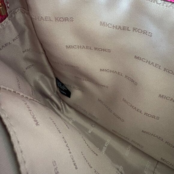 Michael Kors Jet Set Travel Crossbody Saffiano Leather Purse Pink Large Size - Picture 10 of 10